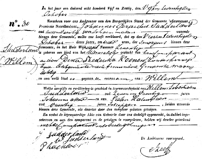 18651025 geb akte 30 Willem zv JG Sudderland - DF Koenen